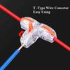 New Universal T-Type Wire Connector Quick Distribution Terminal Transparent Copper Clip Home Main Power Distributor