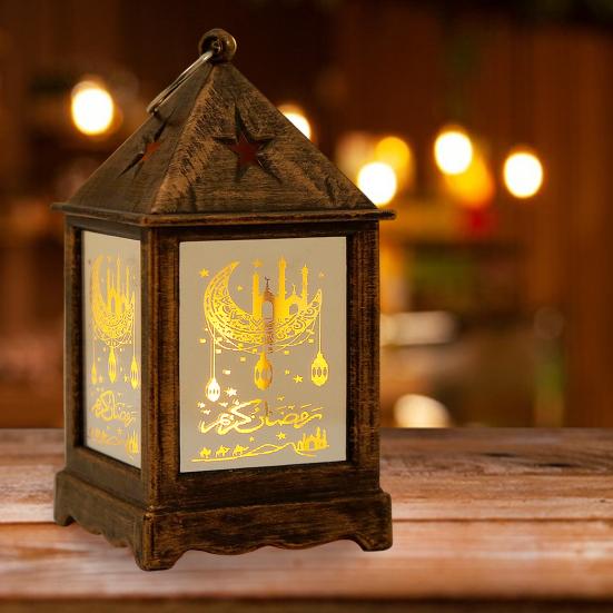 Рамадан Фонарь Настольный светодиодный светильник в стиле ретро Уникальный дизайн на батарейках Декоративный фонарь Подвесной светодиодный светильник-свеча