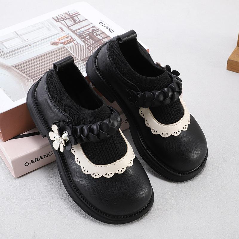 Girls Princess Leather Shoes Spring Autumn Floral Ballet Flats Soft Sole Fashionable Toddler Shoes