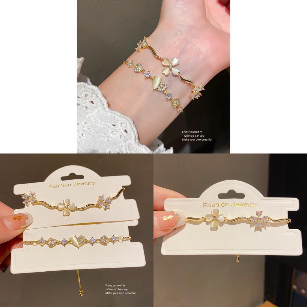 Zircon Floral Charm Bracelet For Women With Luxurious Finish And Daily Wear