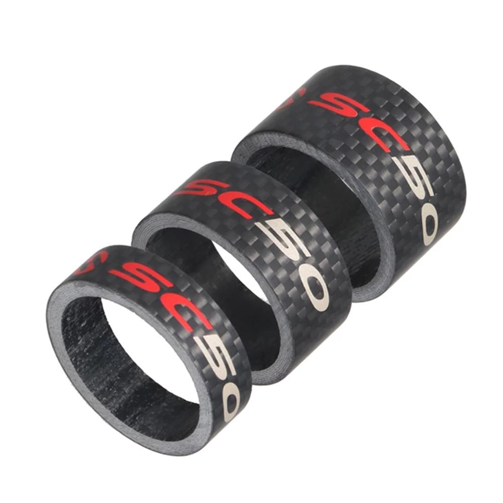 Bike Stem 3pcs set Carbon Fiber 1-1/8" 28.6mm Bicycle Headset Washer Spacer Bike Accessories Spacing Pad