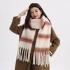 Colorful Tassel Shawl Plush Women Cape Fashion Stripe Wool Scarf  Autumn
