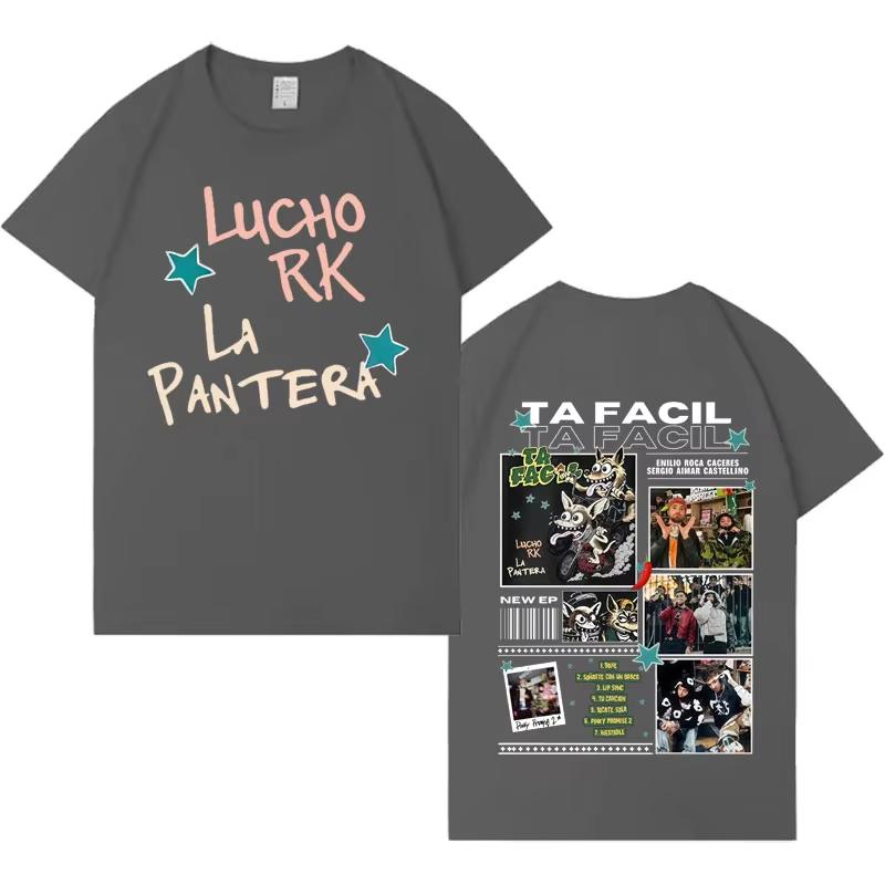 Rapper Lucho Rk La Pantera Ta Facil Tour Harajuku Print Tshirt Men Women 2026 summer Hiphop Casual Cotton Tshirts Fans Gift
