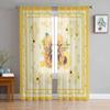 Flower Bee Animal Hive Yellow Sheer Curtains for Living Room Decoration Window Curtains for Kitchen Tulle Voile Organza Curtains
