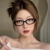 New  Oval Frame Glasses Retro Outdoor Cat Eye Glasses Narrow Spectacles Plain Glasses Anti-Blue Light Eyewears