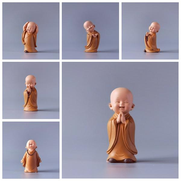 Маленькая милая статуя Будды монаха в китайском стиле, фигурка ручной работы из смолы, украшение для дома, декорZA