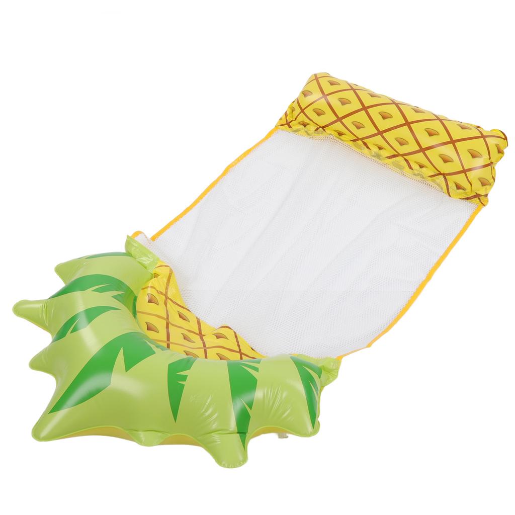 Water Hammock Float Lounger Pineapple Fruit Pattern Foldable Multifunction Inflatable Float Lounger for Beach Pool