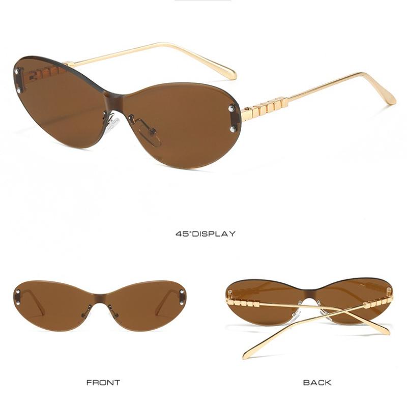 Солнцезащитные очки без оправы в стиле Y2k для женщин, металлические, UV400, очки-гуглы, новые очки с круглыми краями, подходят для вождения на открытом воздухе