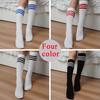 Women Striped Cotton Long Socks Japanese JK Black White Knee High Stockings Long Tube Leg Solid Color Girls Students Warm Socks