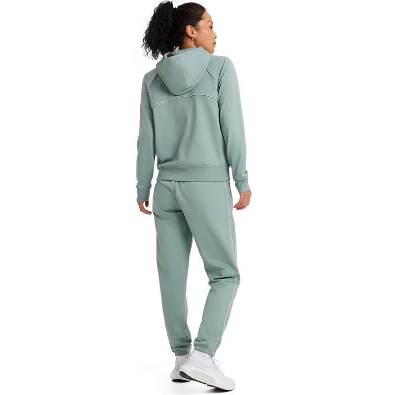 Under Armour Худи Rival Tricot с логотипом, топ с длинным рукавом, облегающий крой, удобный, простой, длинные брюки, повседневный комплект, женские комплекты, лаймово-зеленый 6001966-348