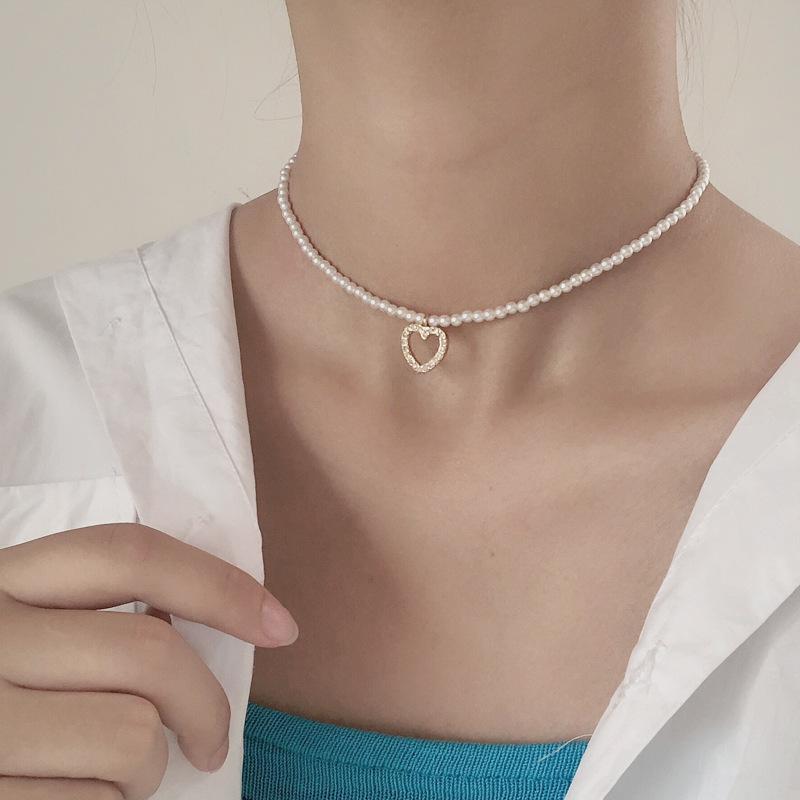 YWZIXLN Trend Elegant Jewelry Wedding Big Pearl Necklace For Women White Imitation Pearl Choker Necklace N0179