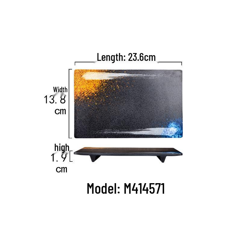 Japanese Melamine Rectangular Barbecue Side Dish Plate - Imitation Porcelain, Creative and Drop-Resistant for Hot Pot and Restaurants