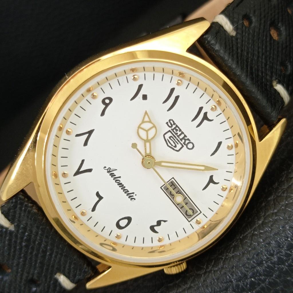 SEIKO 5 AUTOMATIC VINTAGE REFURBISHED JAPAN MENS WHITE DIAL WATCH a446735-1