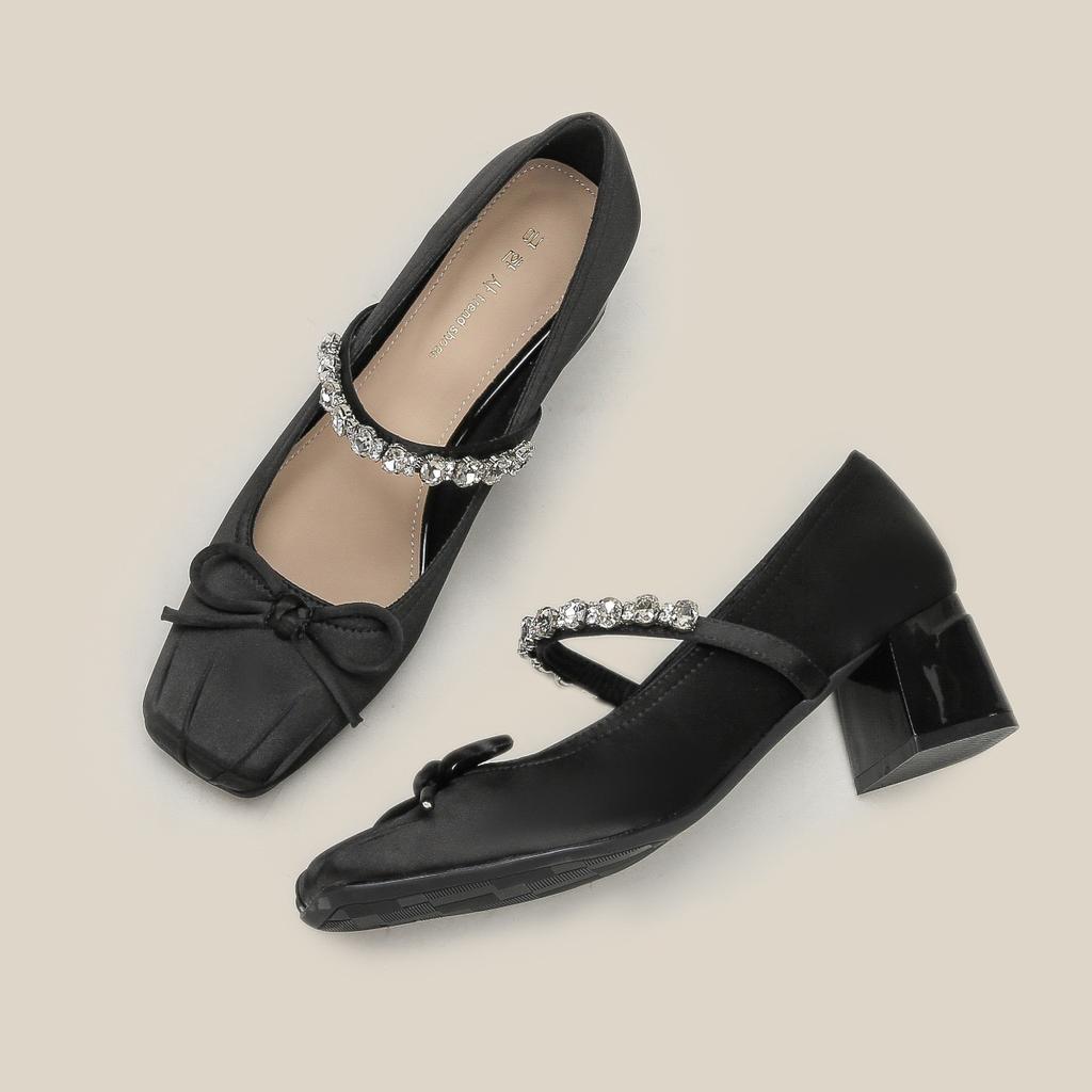 Знаменитые серебряные туфли Мэри Джейн, женские туфли с бантом на толстом каблуке, маленькие кожаные туфли, летние брюки-кюлоты, высокие каблуки