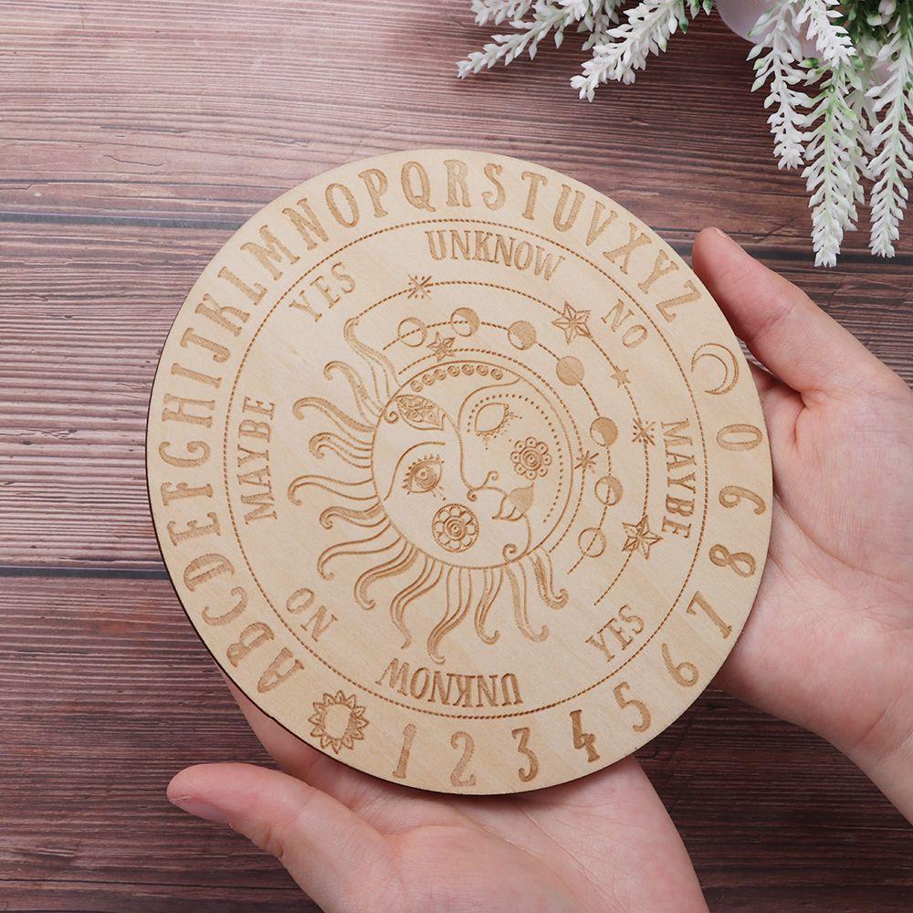 Остроконечный со звездами, солнцем и луной, кошачий узор, черно-белый цвет, ломтик деревянной основы, деревянная маятниковая доска