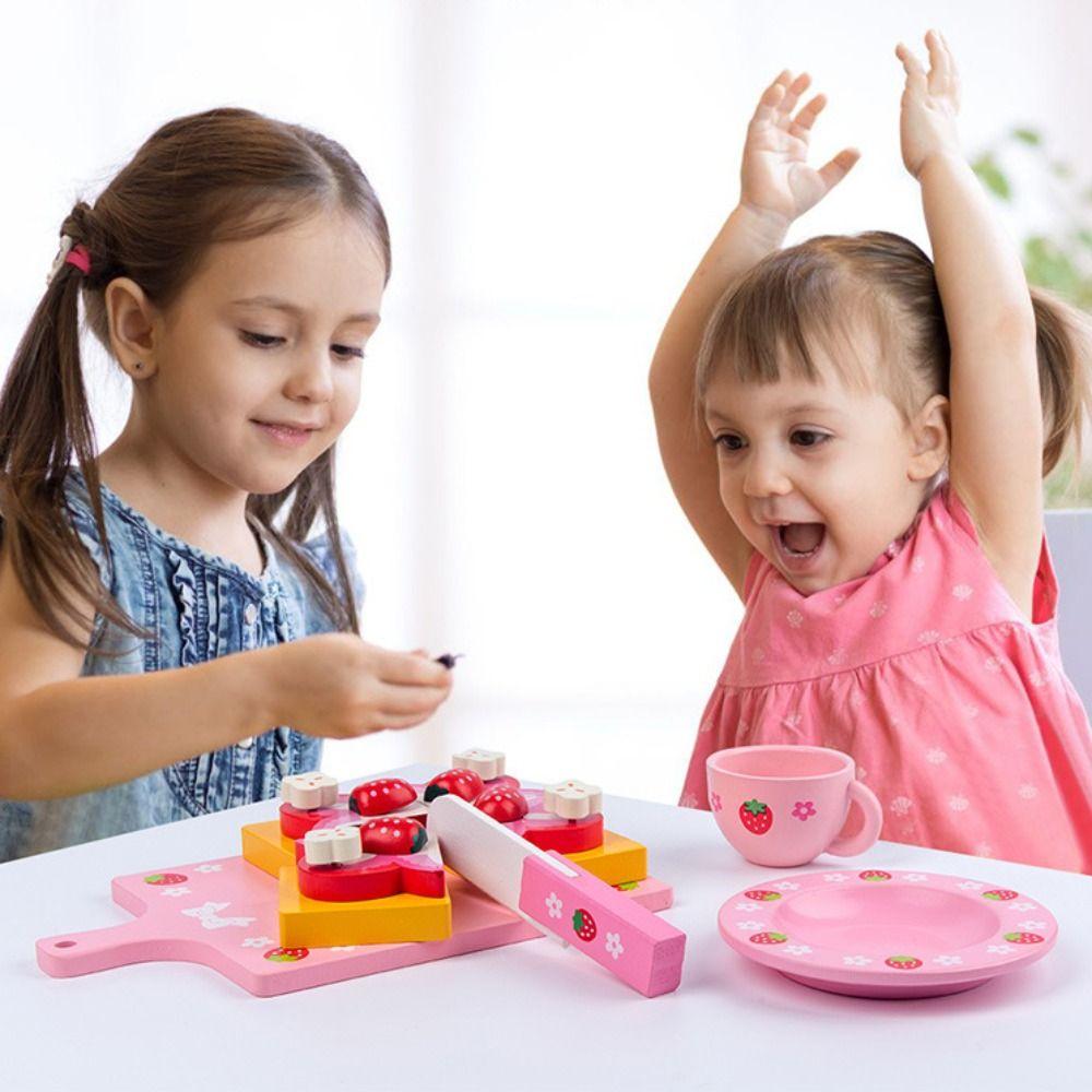Strawberry Design Wooden Simulation Cake Toys Cooking Role Play Toys Children's Play