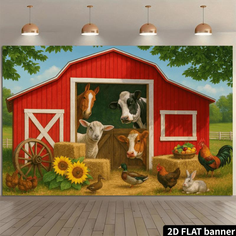 2D plane 1-piece children's fun rural farm background suitable for families offices and outdoors