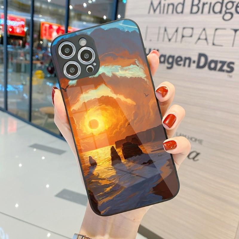 Крутой чехол для телефона с живописью для iPhone 14 13 12 11 Pro Max X XR XS 8 7 Plus, цветной чехол для телефона из жидкого стекла