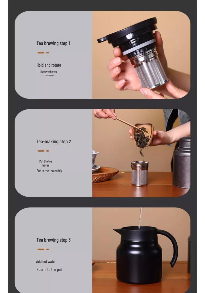Large Capacity Insulated Stainless Steel Tea Infuser Kettle with Health-Supporting Stewing Pot