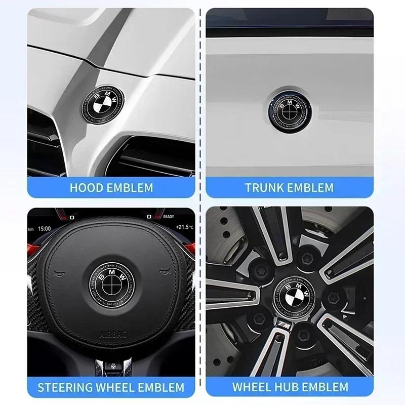 New 2025 7pcs 45mm 68mm 74mm 82mm Car Front Hood Emblem rear boot badge Steering wheel for BMW M F30 G01 E36 E39 E87 E46 E9