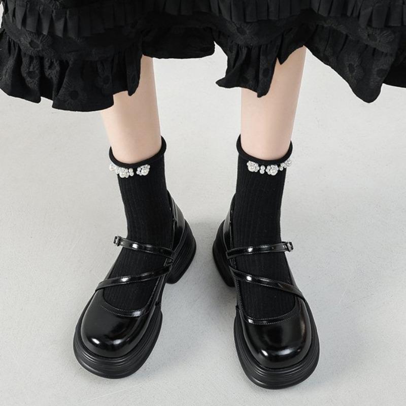 Новые туфли Мэри Джейн на толстой платформе для женщин, лакированная кожа, с двойной пряжкой, с ремешком на щиколотке, женские туфли в стиле Лолиты 2024 года, весна 2020 г.