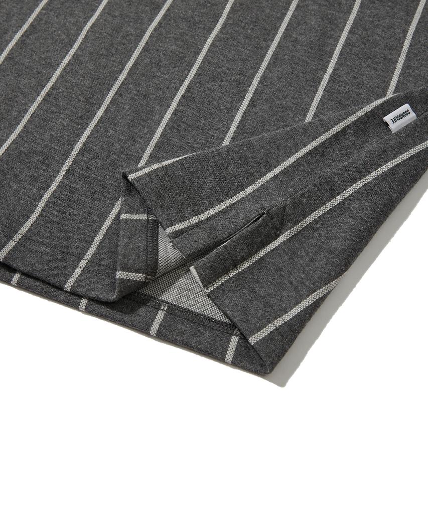 SOUNDSLIFE Vertical Stripe Polo Gray