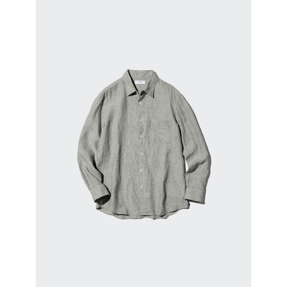 Uniqlo Япония Премиальная льняная рубашка в полоску