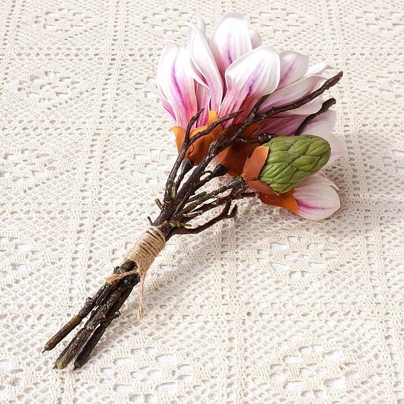 1 букет Свадебный декор Красивая магнолия Роза Домашний декор Бабочка Орхидея Имитация искусственного цветка Настоящий шелковый букет