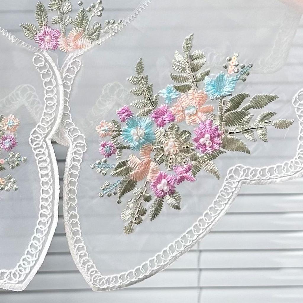 Elegant Organza Colorful Floral Embroidered Beaded Faux Collar for Fashionable Women Detachable Collar Shawl Capelet