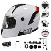 Full Face Motorcycle Helmet With Dual Visors Waterproof Anti-Fog LED Light Strip ABS Shell Adult Riders