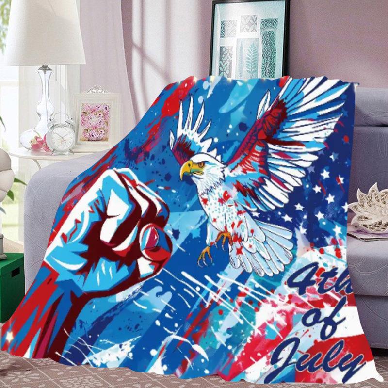 День Независимости Цифровая Печать Фланелевое Одеяло - Дом, Кондиционирование, Одеяло для Сна и Подарочное Одеяло