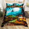 Kids Pumpkin Lantern Duvet Cover Set Twin King Halloween Bedding Set Microfiber Witch Mystery Graveyard Printt Comforter Cover