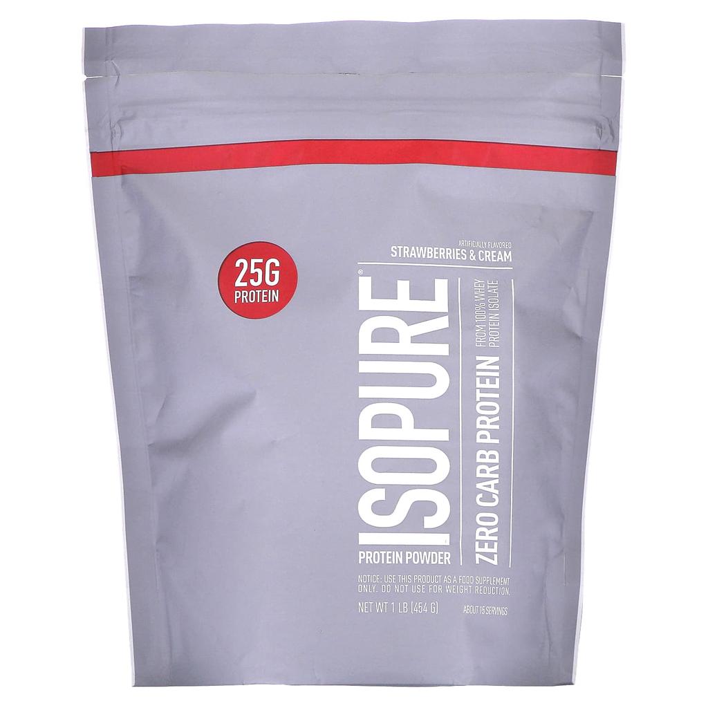 Isopure Zero Carb Protein Powder, Strawberries & Cream, 1 Lb (454 G)