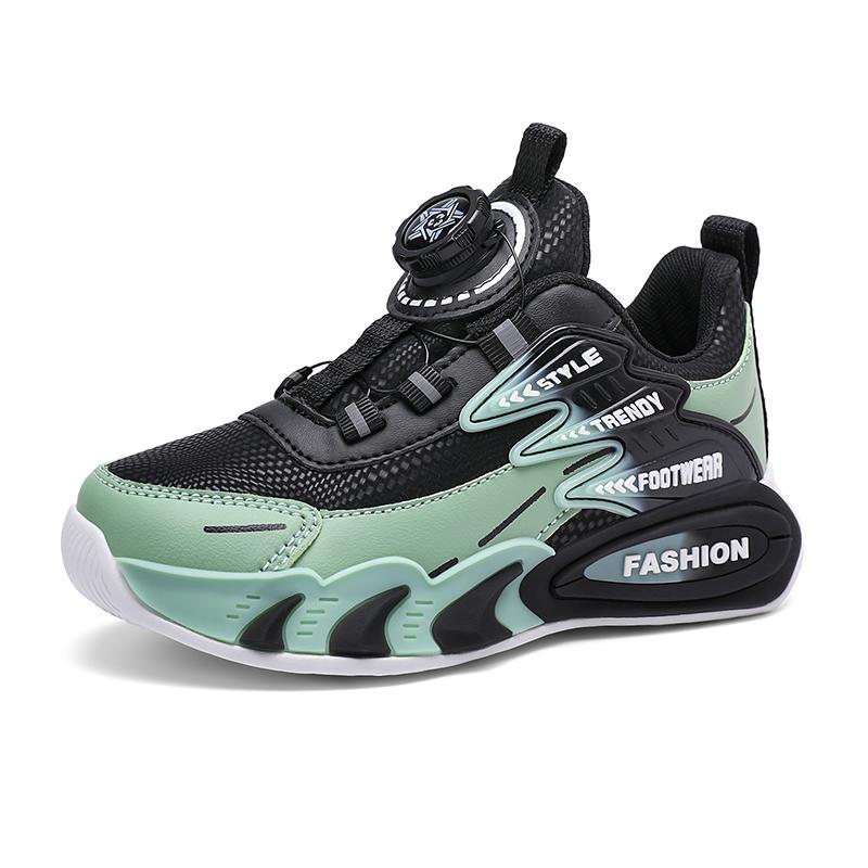 Kids Leather Rotary Buckle Sneakers | Comfortable Casual Tennis Shoes for Fall Winter, Breathable Non-Slip Trainers