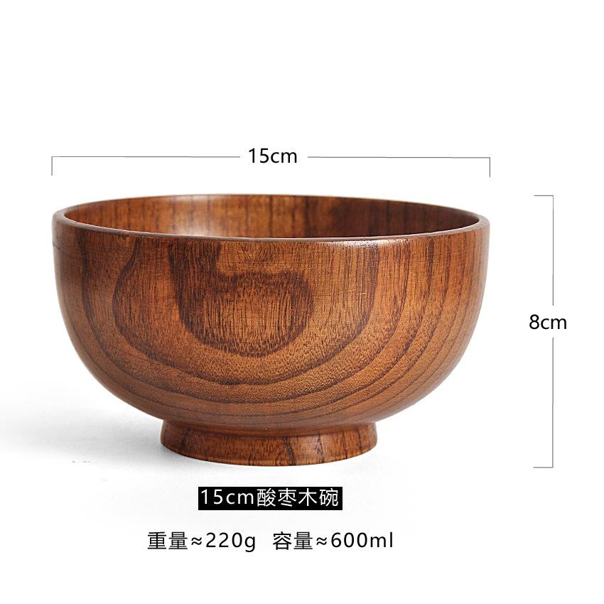 1PC Natural Sour Jujube Wood Bowl Solid Wood Rice Bowl for Kids Adults Multipurpose Soup Noodle Bowl Home Tableware Eco Friendly