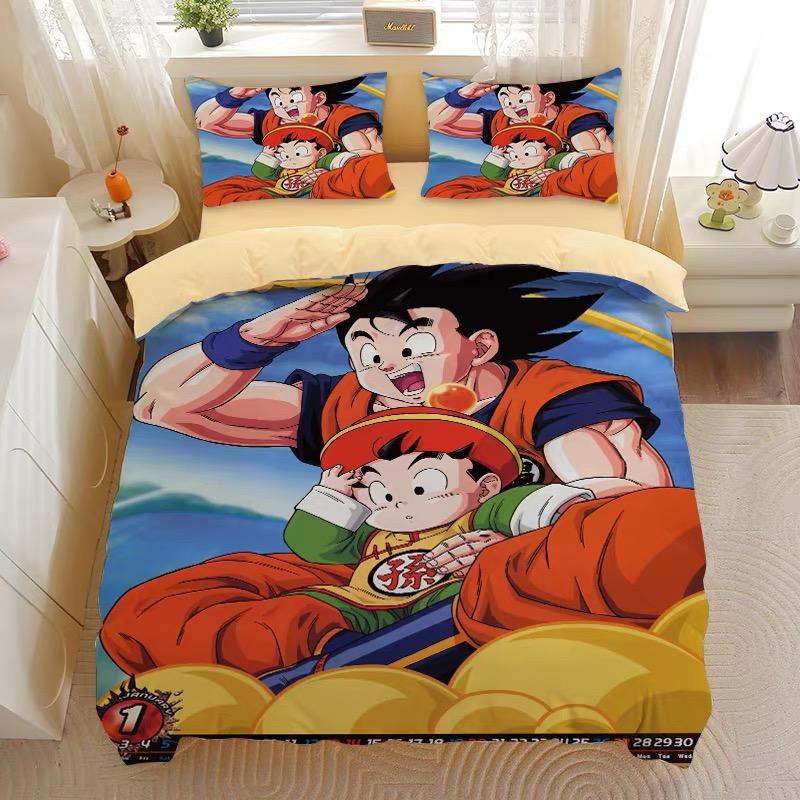 Bandai Print Dragon Ball Bedding Set Duvet Cover Pillowcase Anime Cartoon Twin Full Queen Bed Comforter Cover Boys Bedroom Gifts