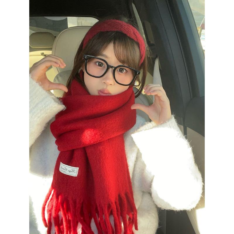 New Christmas Red Scarf Collection Autumn and Winter Warm Female Main Scarf