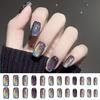 1 комплект для женщин и девочек, накладные ногти с эффектом кошачьего глаза, глянцевый гель, накладные ногти с полным покрытием, короткие накладные ногти, акриловые типсы с клеем, набор для дизайна ногтей «сделай сам»