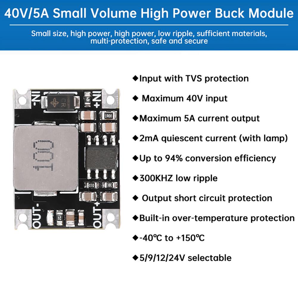 Модуль понижающего преобразователя DC-DC 5A от 6В-40В до 3,3В 5В 12В Высокомощный модуль питания DC с низким уровнем пульсаций Модуль регулятора