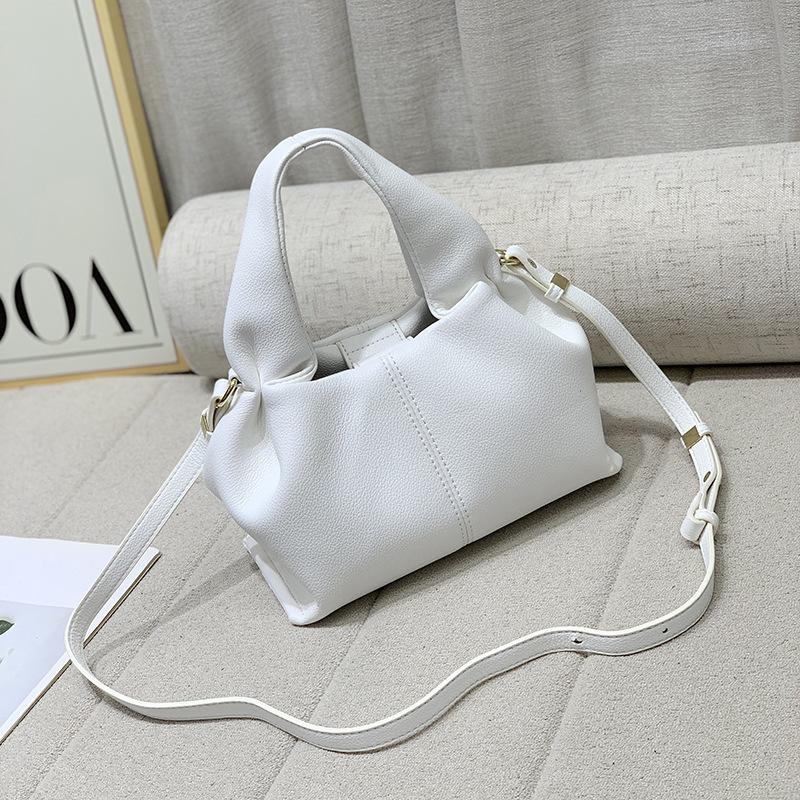 Versatile Solid Color Lunch Box Bag Messenger Bag Female Dumpling Sewing Line Design Simple Portable Dumpling Bag