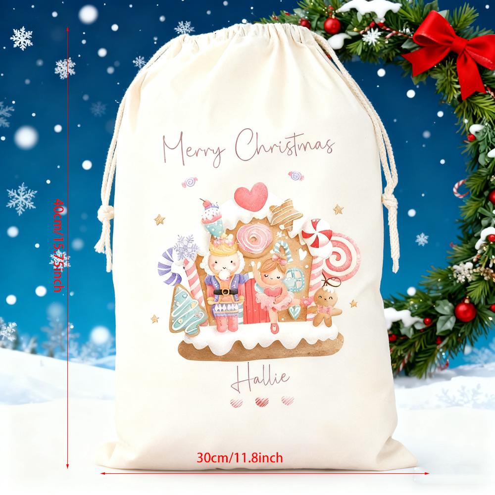 Personalised Christmas Sack Gift Bag Santa Sack Christmas Eve Decoration Item Kids Girl Nutcracker Drawstring Bag New Year Gift