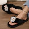 Fashion Fashion Floral Detor Cotton Flip Flops Women Open Toe Non Slip Fur Slides Woman Black White Faux Fur Cotton Slippers Female