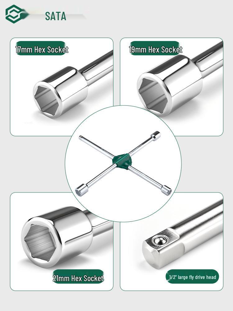 SATA Cross Tire Wrench: Efficient Car Repair Tool for Easy Tire Removal