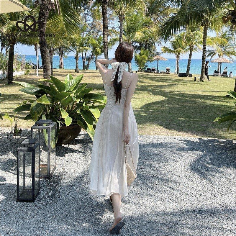 Элегантное кружевное платье на бретельках с русалкой во французском стиле, новое летнее женское элегантное модное повседневное пляжное платье в стиле ретро