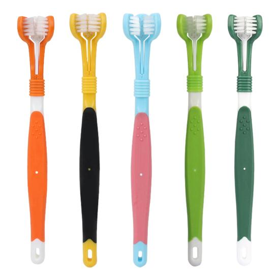 3-Sided Pet Toothbrush Removing Bad Breath Tartar Dog Toothbrush Cat Dental Care Mouth Cleaning Brush for Dogs And Cats
