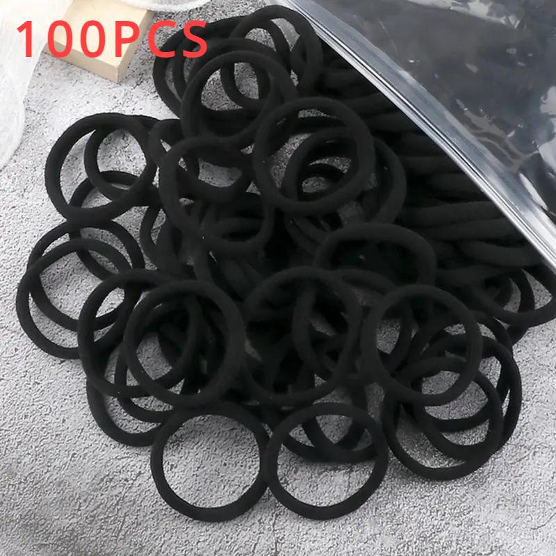 Черные резинки для волос для женщин и девочек, высокоэластичная резинка для волос, резинки для волос, держатель для хвоста, резинки для волос, аксессуары