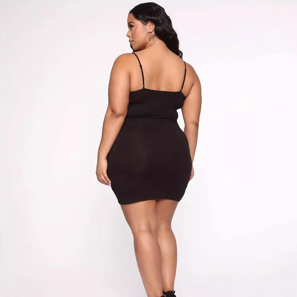 Women's Sexy Tube Top and Tight Plus Size Solid Color Short Casual Suspender Dress