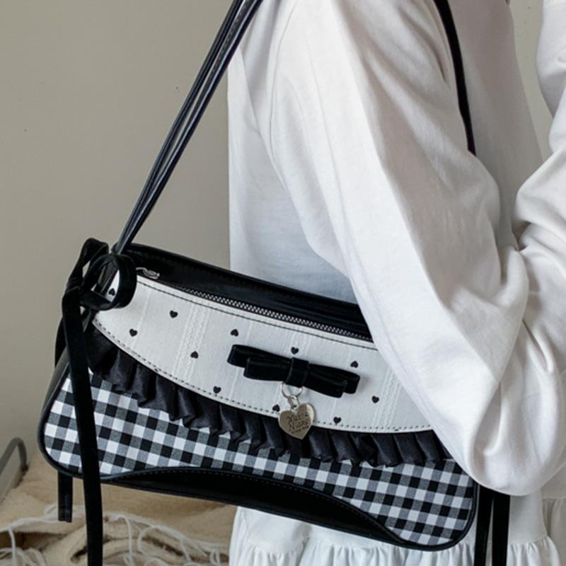 Casual Fashion Sweet Bow Underarm Bag Women's 2025 Summer Simple Niche High-value Shoulder Handbag