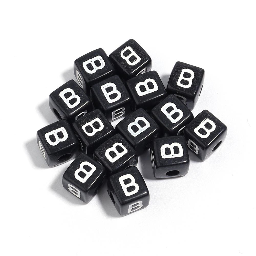 50-100pcs Black Acrylic Letter Beads A-Z Alphabet Beads Cube Spacer Beads For DIY Bracelet Necklace Jewelry Making Accessories