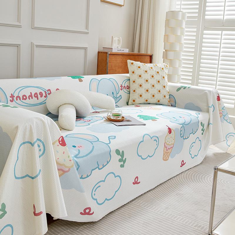 Чехол для дивана из ледяного шелка, летний чехол для дивана с рисунком из мультфильма, чехол для дивана Cute Fun Sha в полной комплектации